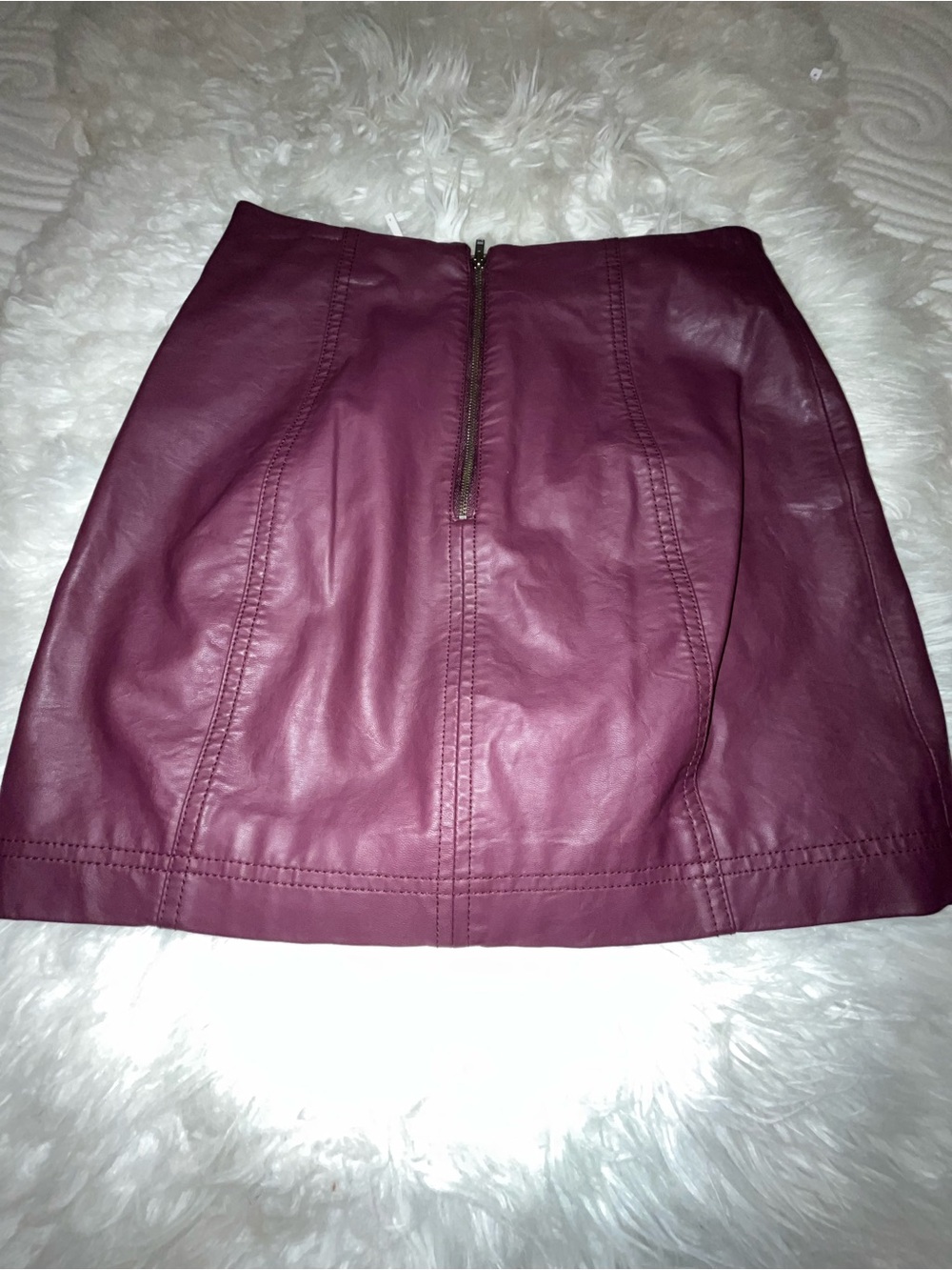 Free People Faux Leather Midi Skirt in Burgundy Plum